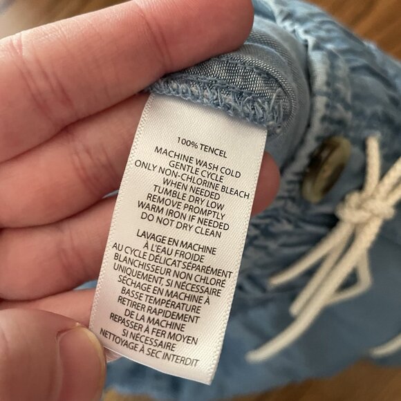 BeachLunchLounge Women Sz S Blue Chambray Drawstring/Elastic Waist Casual Pants - Picture 9 of 9